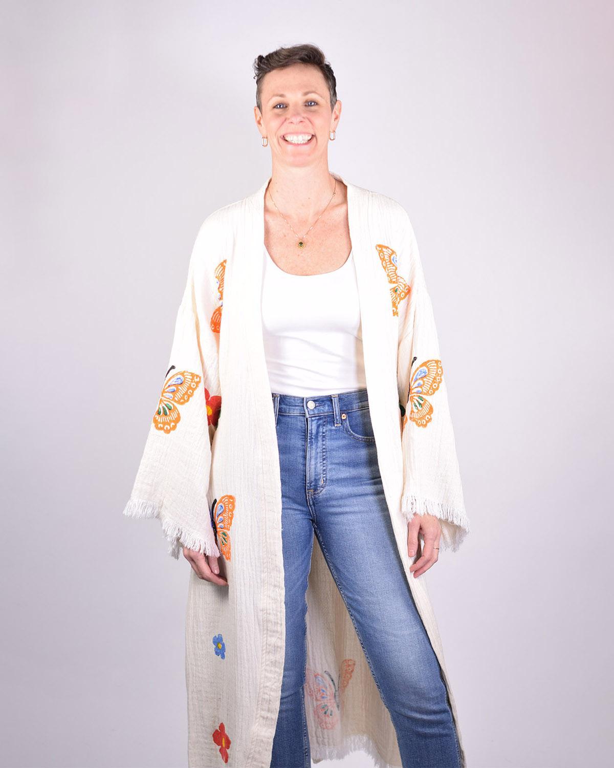Txtile Luxury Turkish Cotton Kimono/Robe in Butterfly Garden