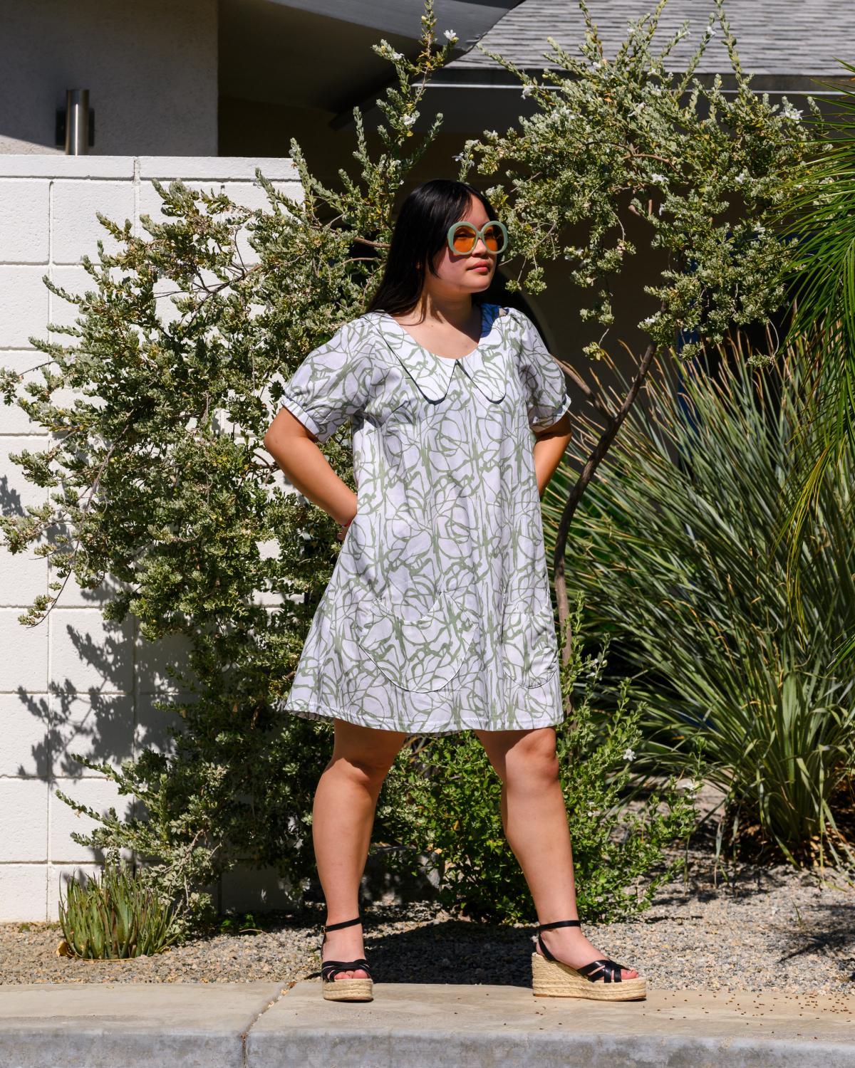 Squasht Charlotte Dress in Sage Vines