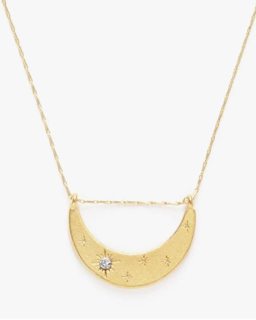 Amano Studio Crystal Starlight Crescent Necklace - 14kt Gold Plate