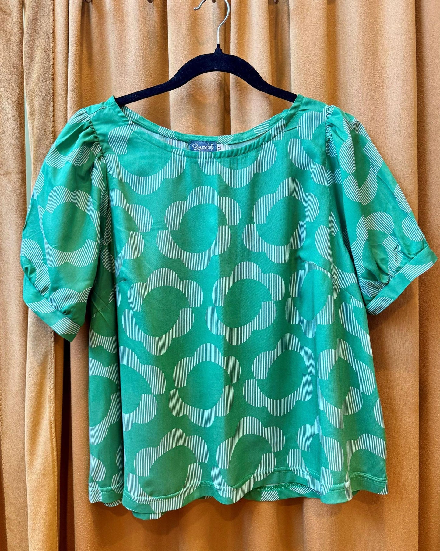 Squasht Puff Sleeve Top in Green Floral - Last One - Size Medium