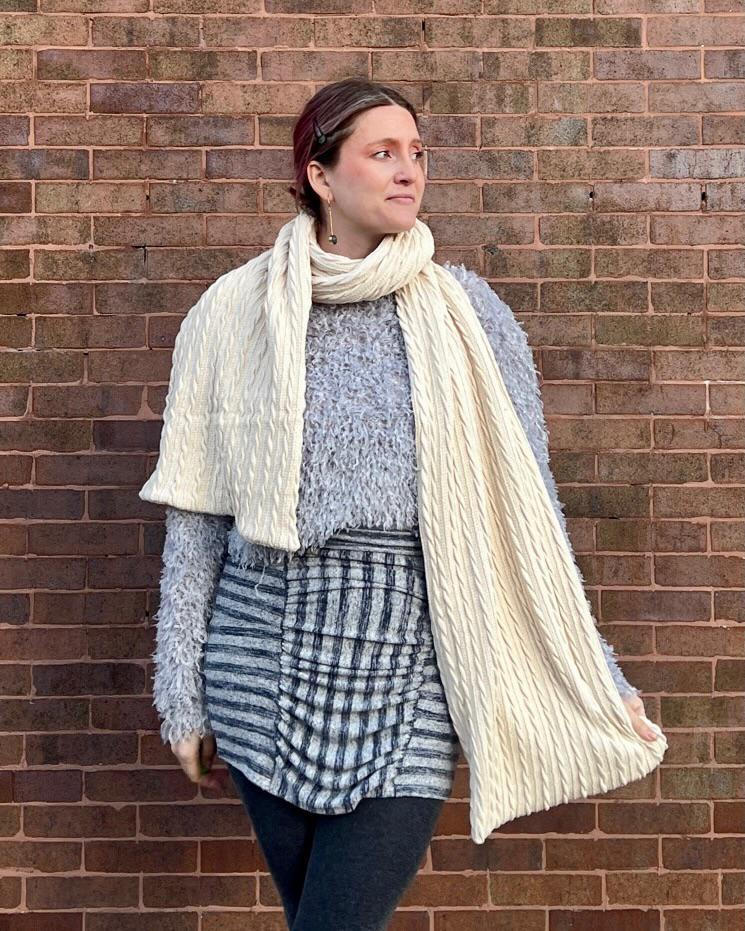 Squasht Oversized Scarf Cream Cable Knit