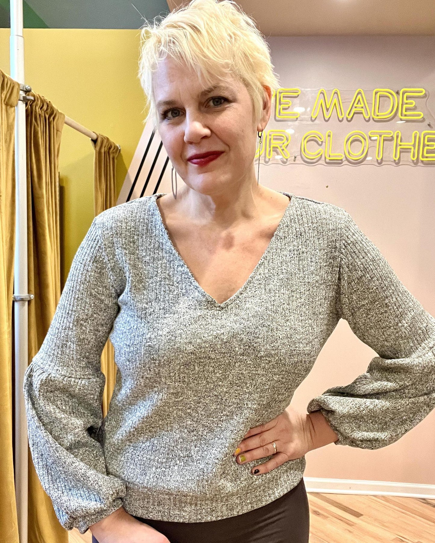 Squasht Viola Sweater in Heather Gray Rib Knit - SALE