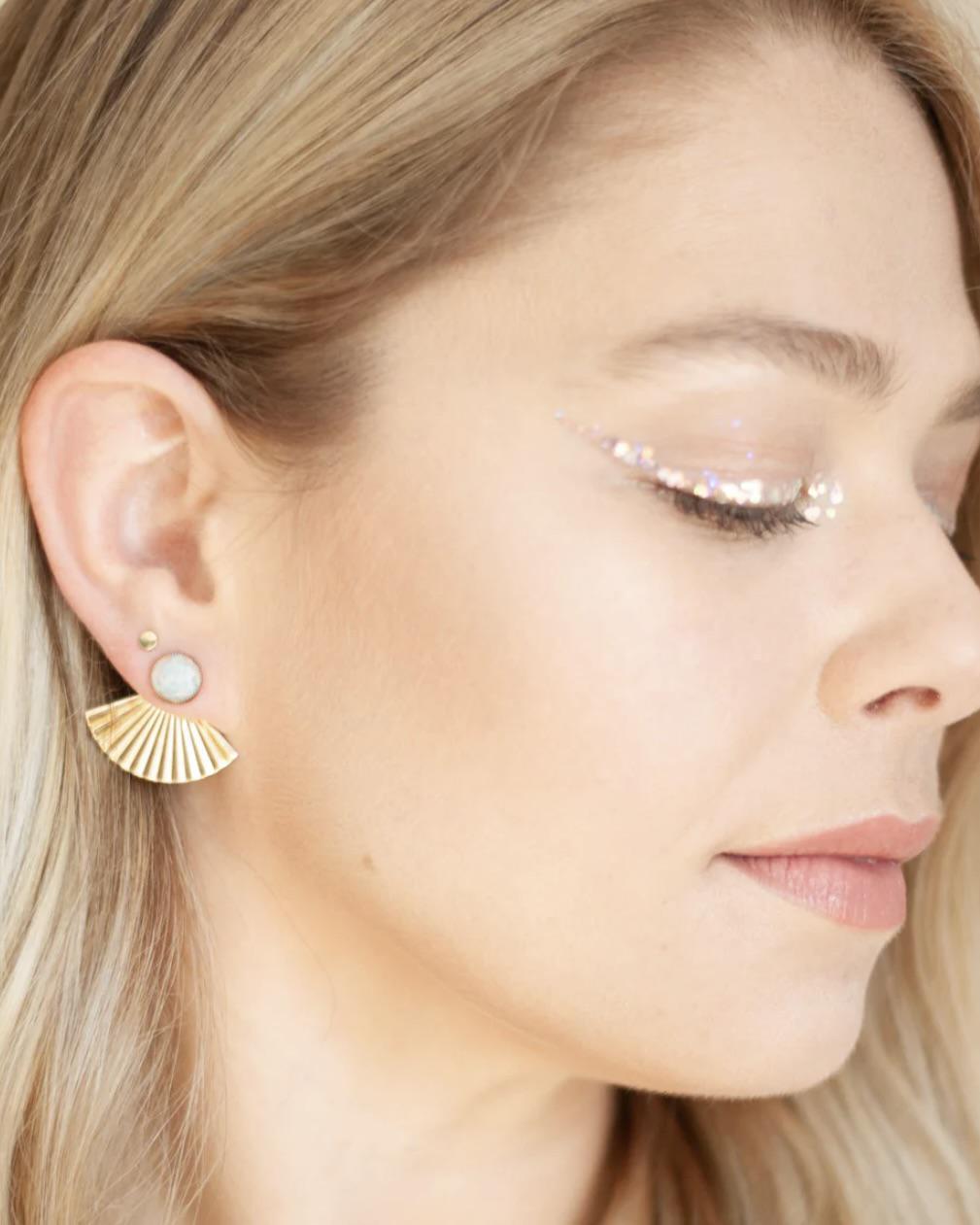 Michelle Starbuck Pleat Jacket Earrings Opal