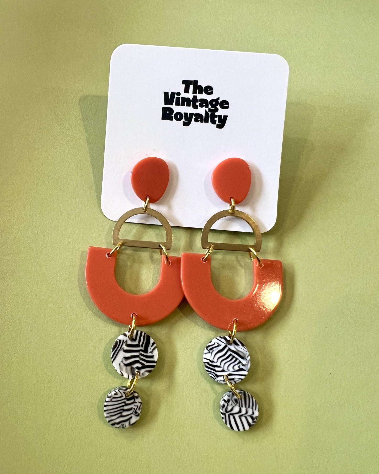 Vintage Royalty Earrings The Sagittarius in Red-Orange