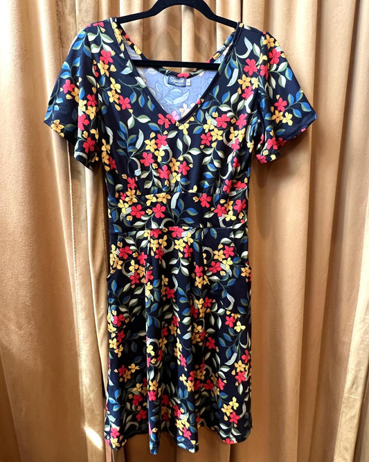 Squasht Alina Dress in Black with Colorful Floral Print