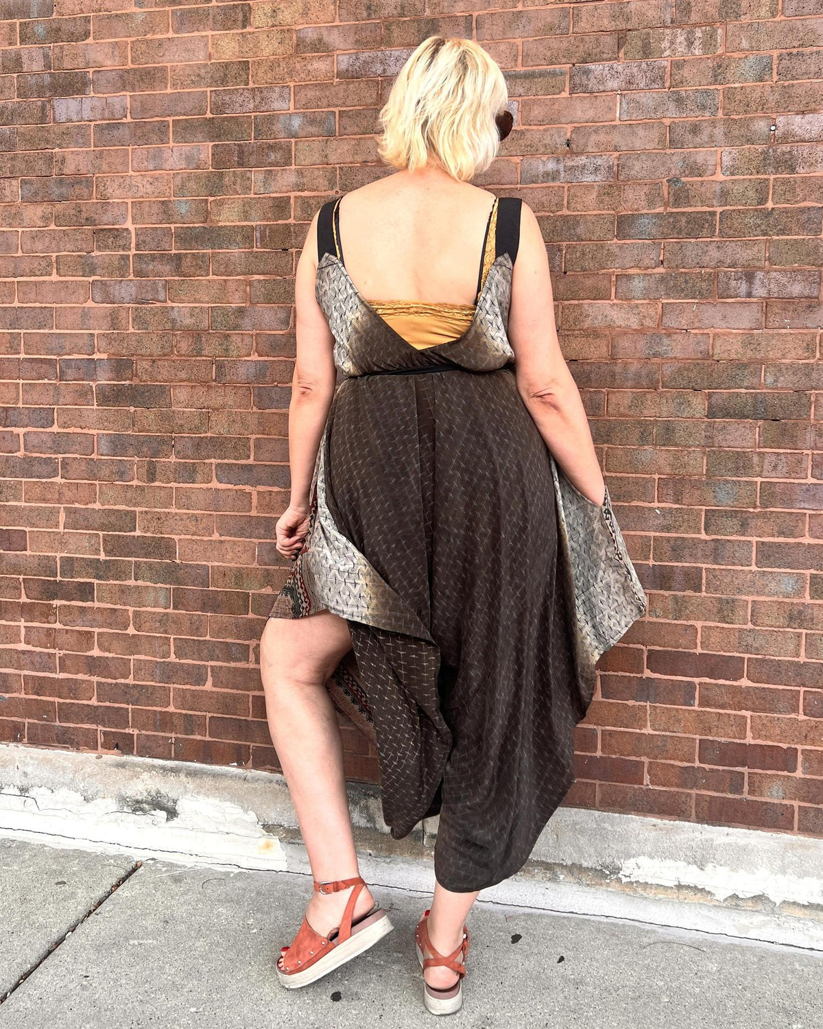 Indie Ella Zatanna Boho Silk Jumpsuit in Dark Cocoa
