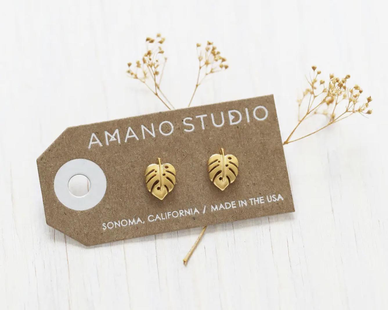 Amano Studio 24k Gold Monstera Studs