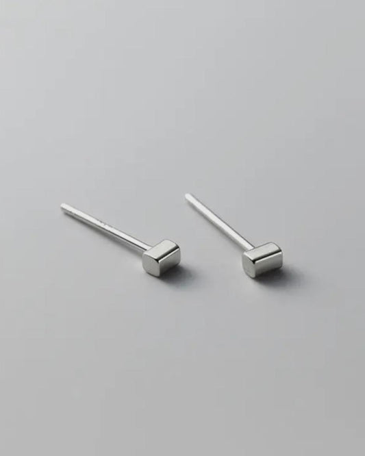 Perimade Tiny Cube Square Stud Earrings - Sterling Silver