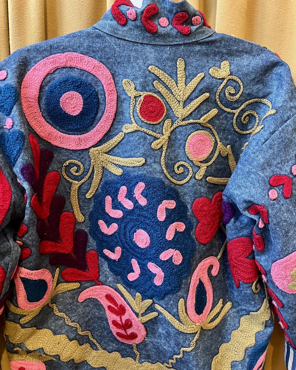 Txtile Fuschia Denim Suzanni Embroidered Jacket