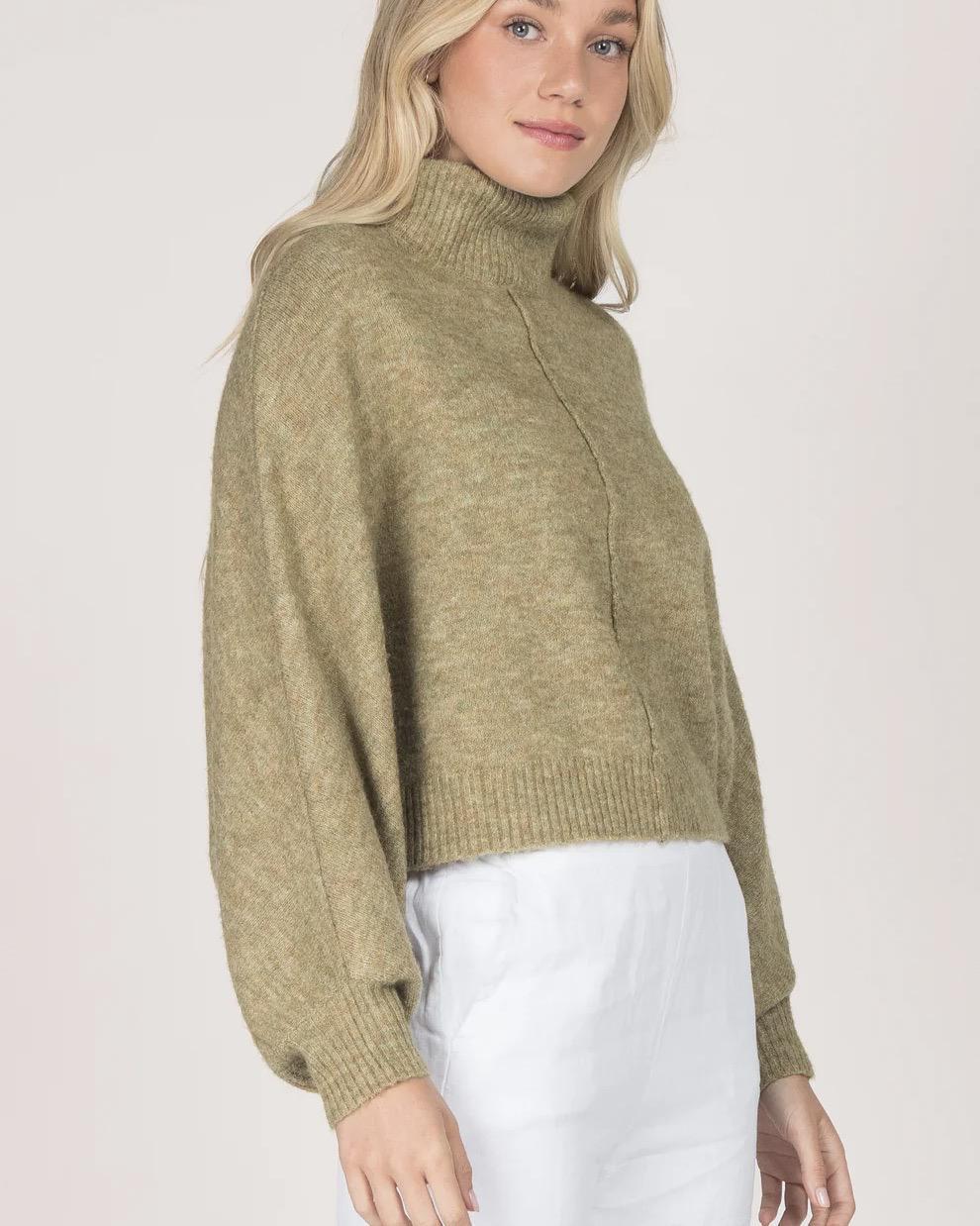 M Rena Batwing Turtleneck Sweater Poncho Willow