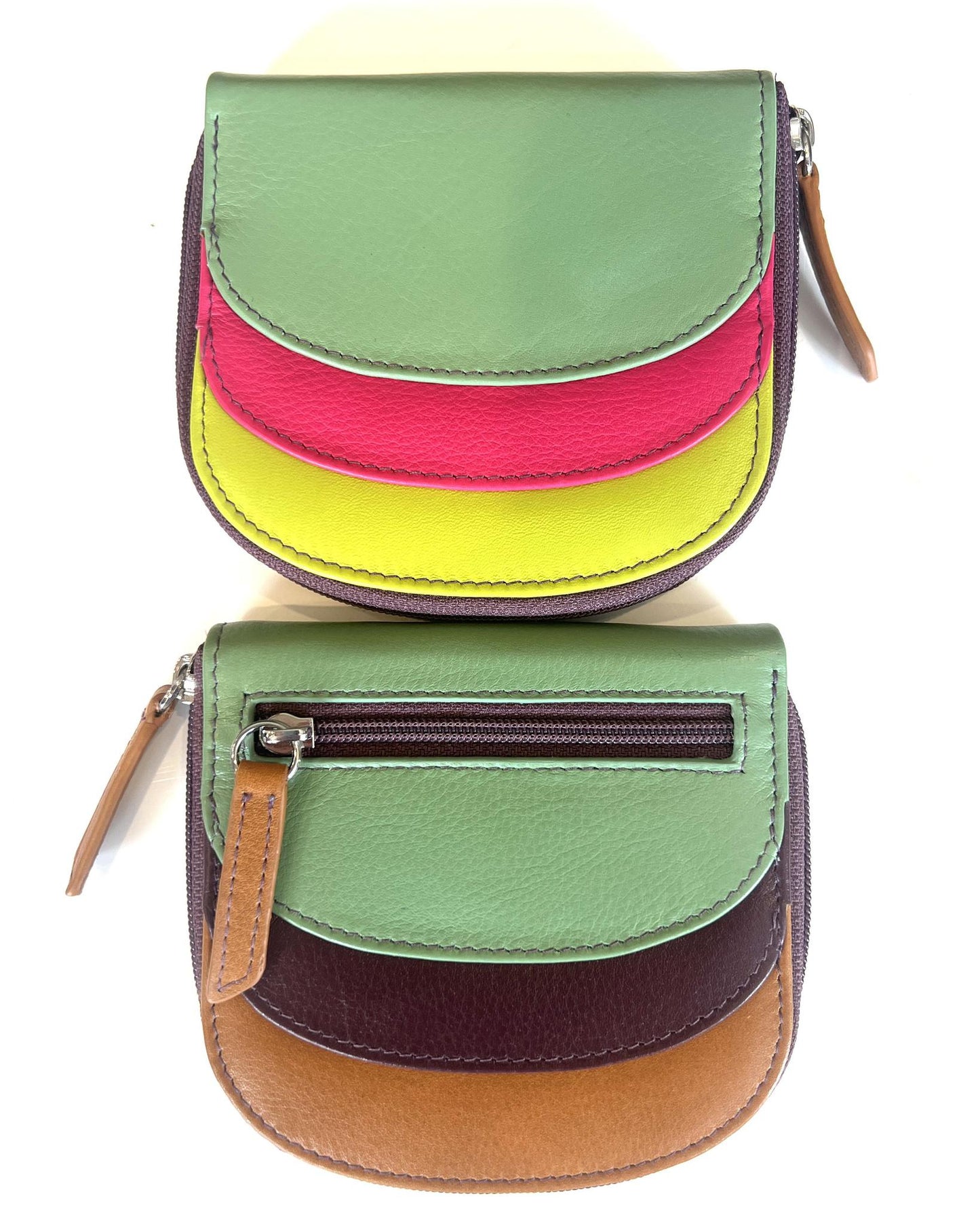 ili Leather Mini Dome Wallet in Sage Multi