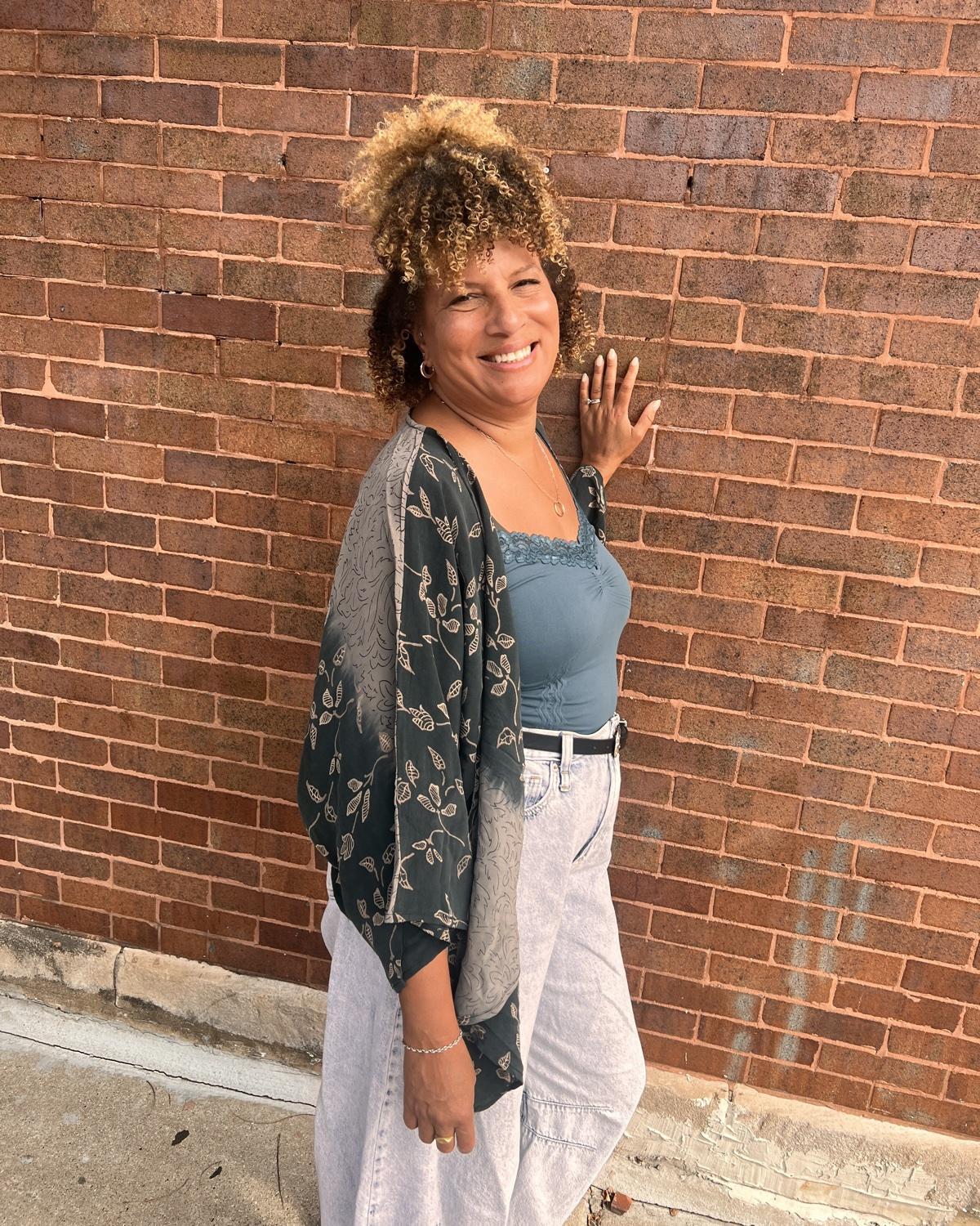 Indie Ella Ronak Jacket in Dusty Teals and Grays