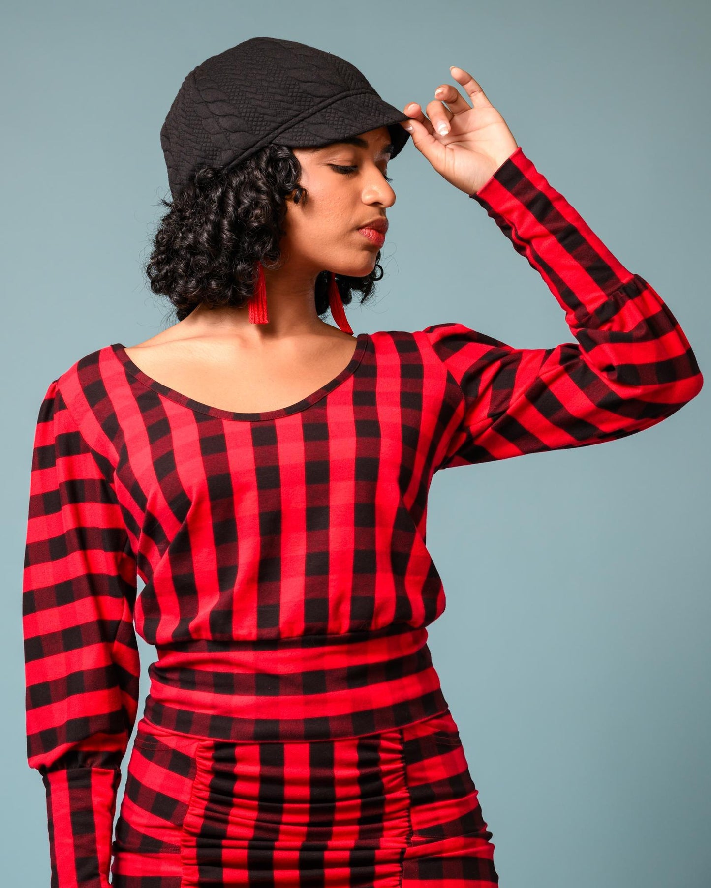 Squasht Debbie Top Red and Black Lumberjack Plaid - SALE