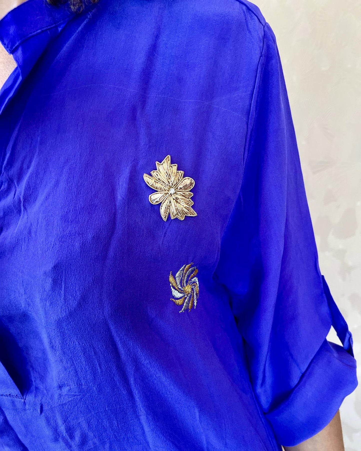 Indie Ella Talynn Silk Top in Royal Purple -size S/M