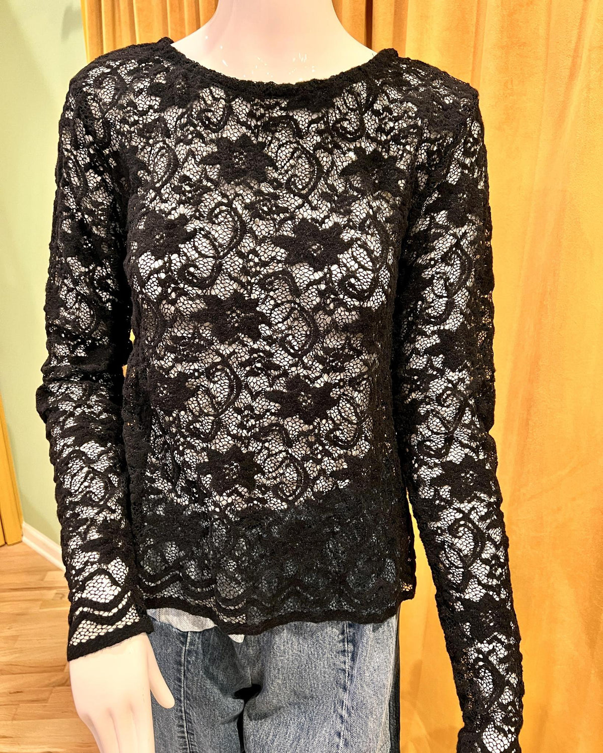 Squasht Long Sleeve Flora Top in Black Lace