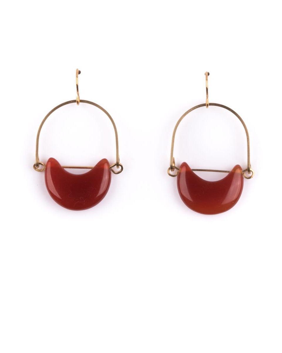 Michelle Starbuck Eclipse Earrings in Carnelian & Gold