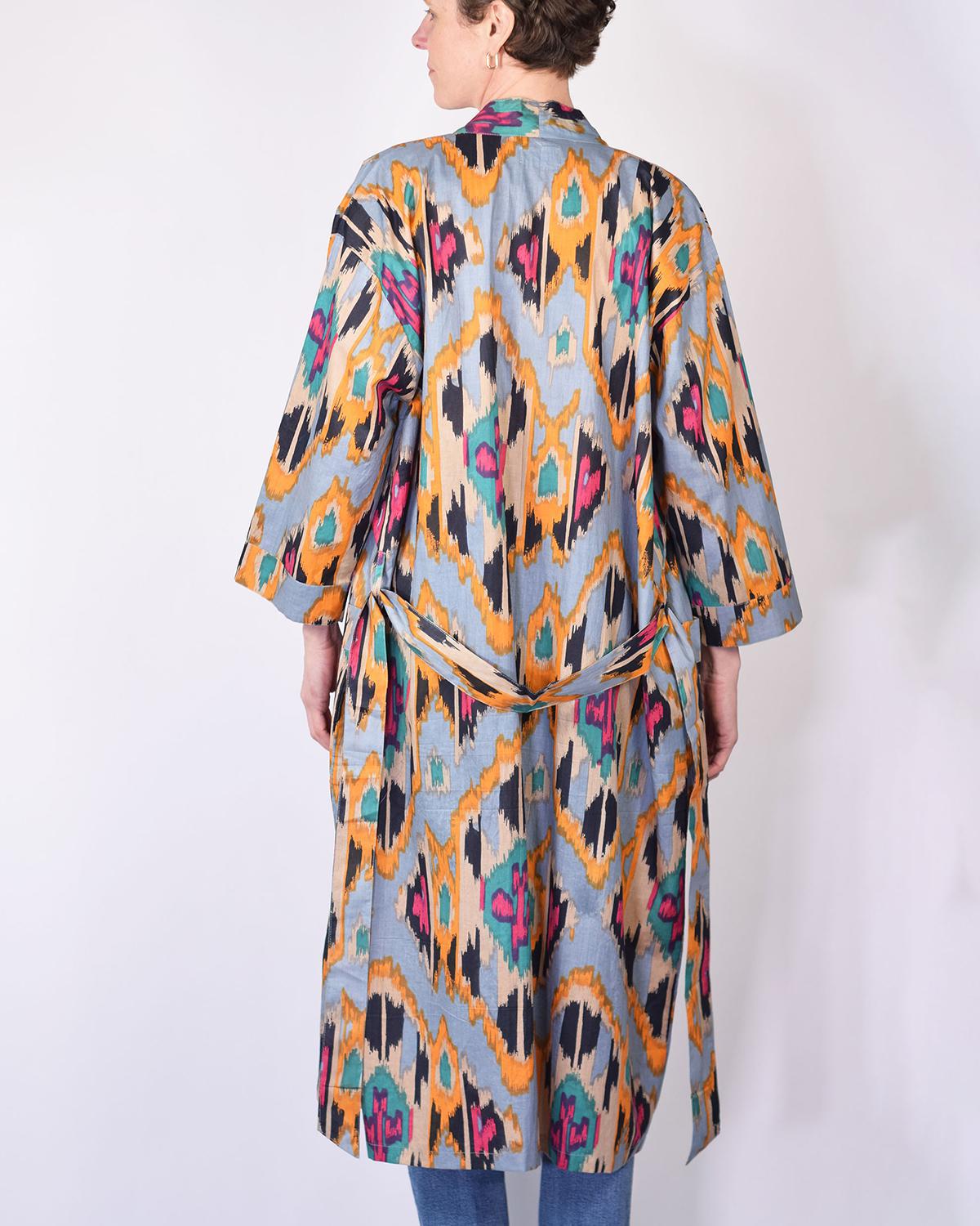 Txtile Lightweight Cotton Robe - Lavender Ikat