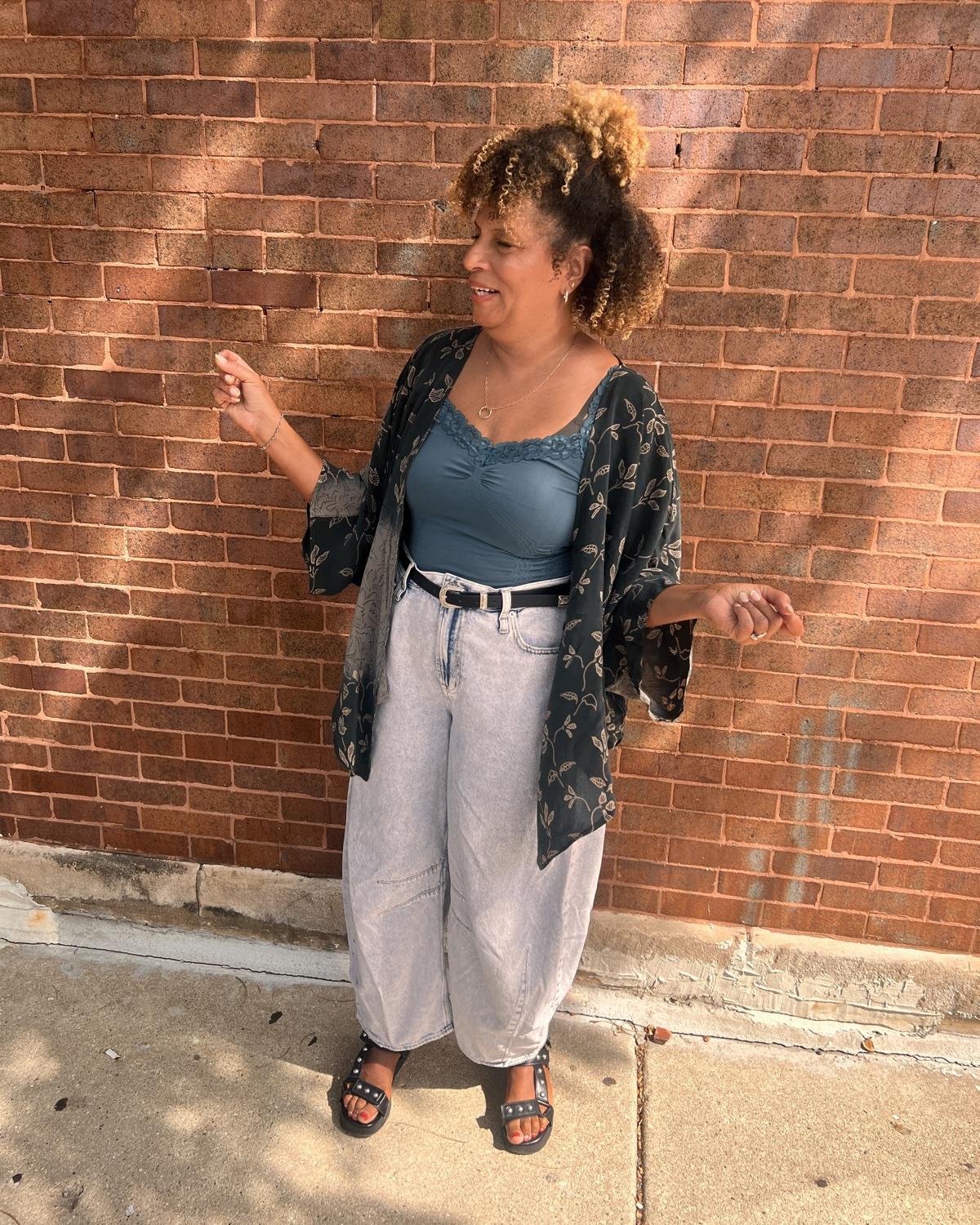 Indie Ella Ronak Jacket in Dusty Teals and Grays