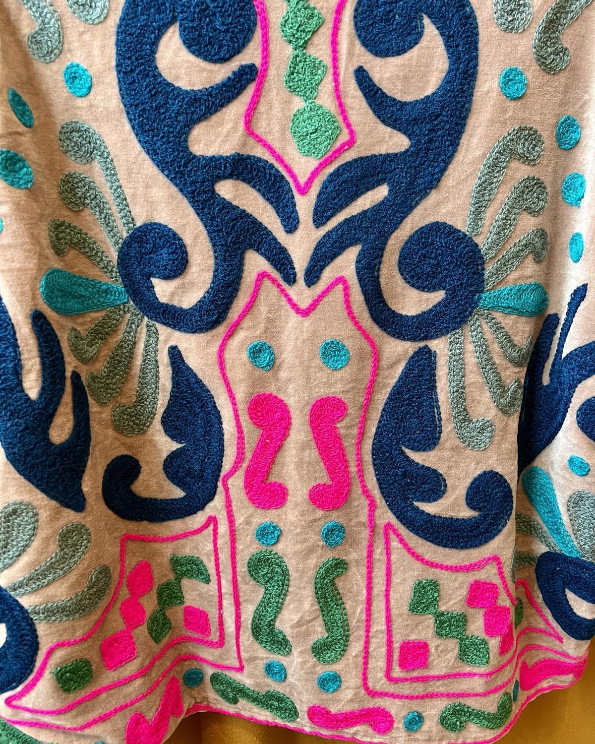 Txtile Dusty Pink Velvet Jacket with Embroidered Flourishes