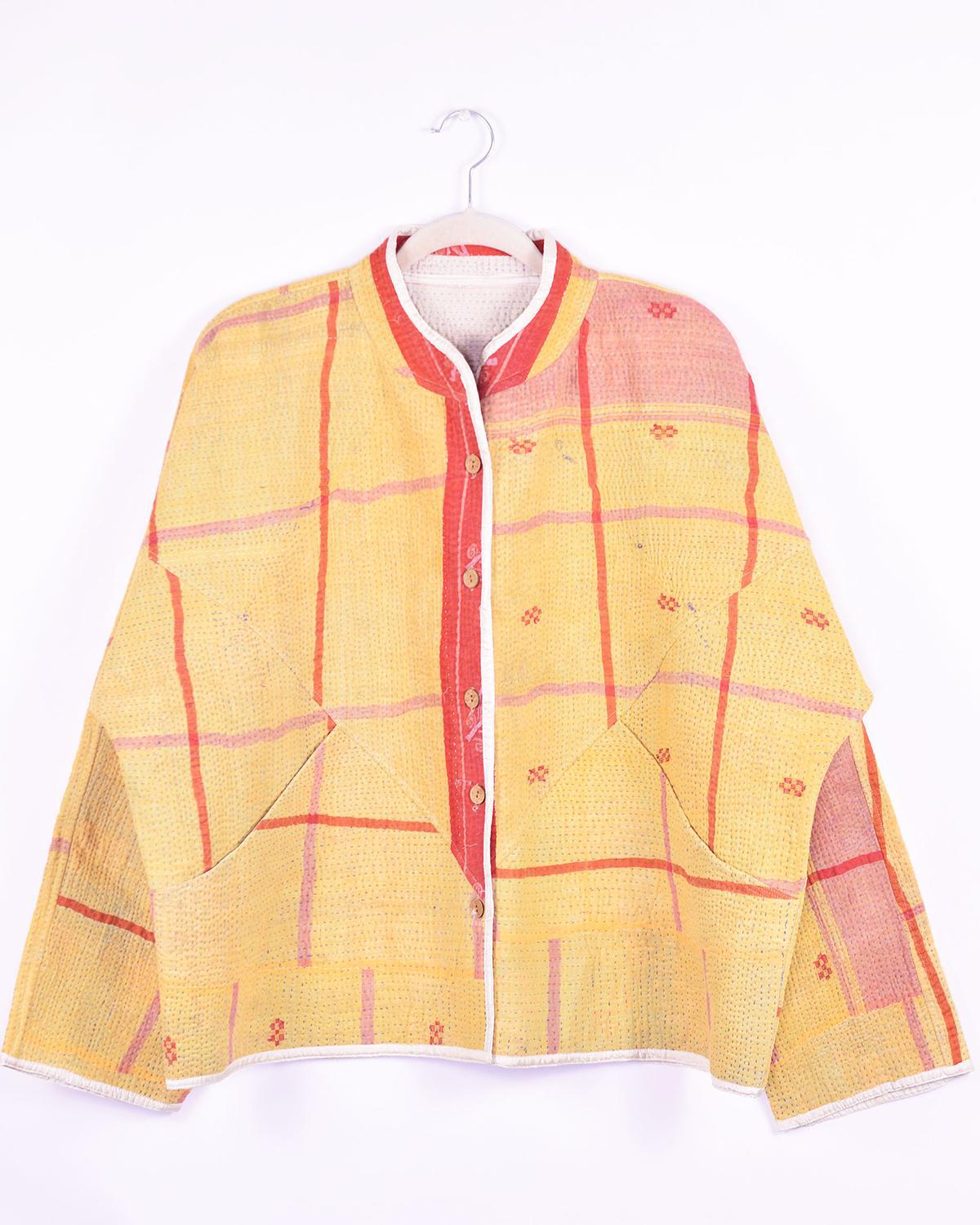 Txtile Charlie Jiya Quilted Reversible Patchwork Kantha Jacket
