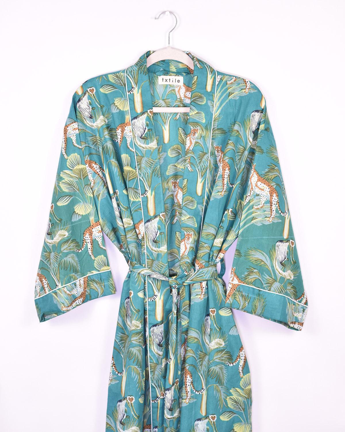 Txtile Lightweight Cotton Robe - Monkey Forest