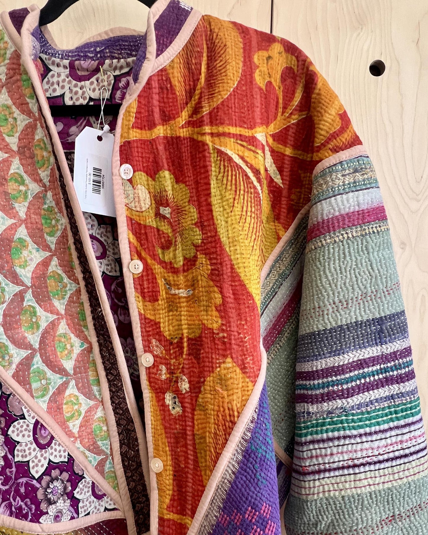 Txtile Ellie Quilted Reversible Patchwork Kantha Jacket in Kimaya