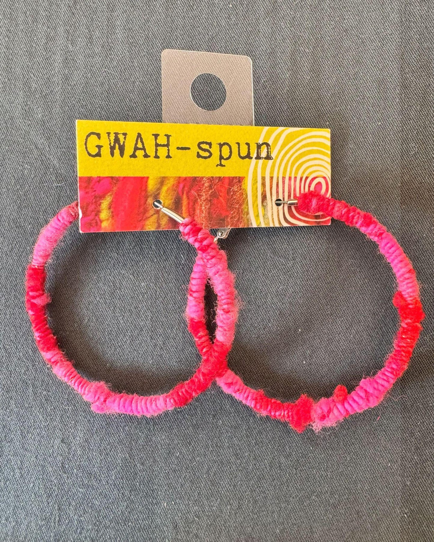 GWAH-spun Hoop Earrings - Large Pink & Red