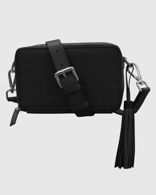 ili Leather Double Camera Bag - Black