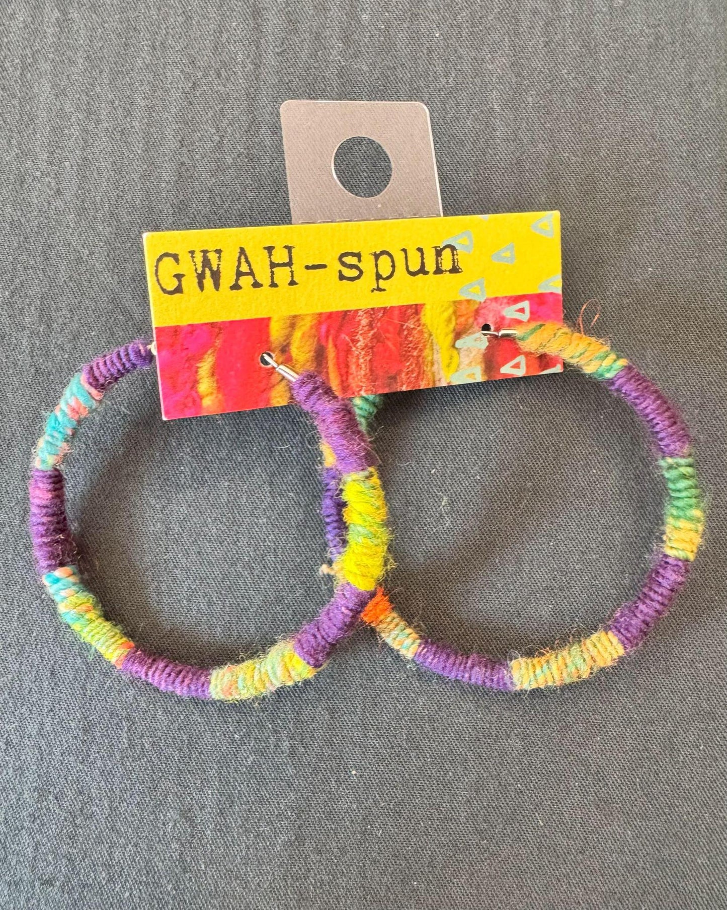 GWAH-spun Hoop Earrings - Large Multicolored