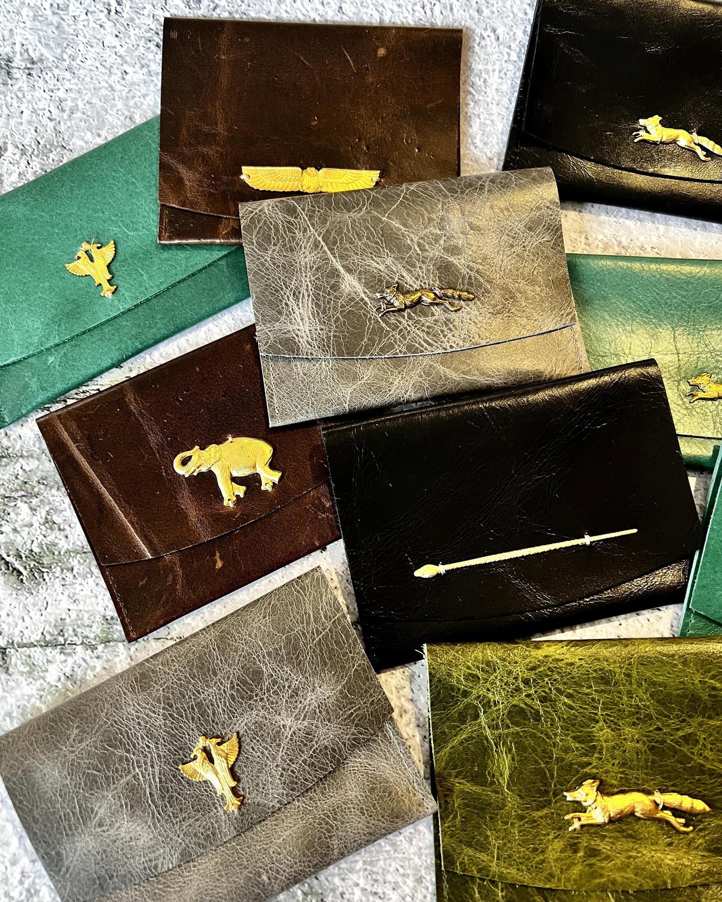 Vallente Leather Lil' Stamped Wallet Fox Green Olive