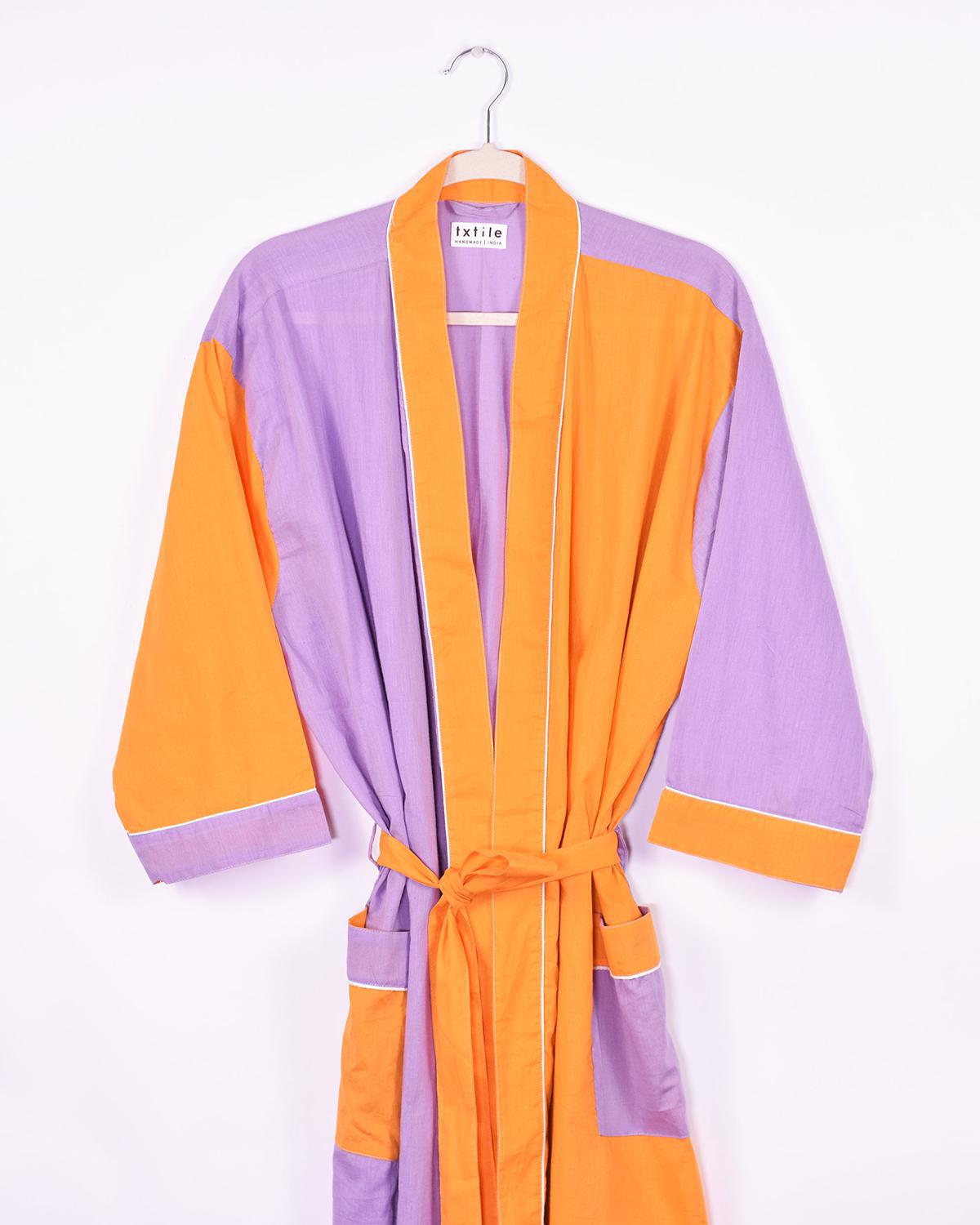 Txtile Lightweight Cotton Robe - Dream Pop Two Tone Orange & Purple