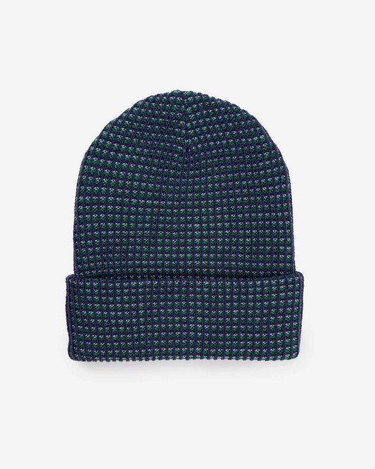 Verloop Simple Grid Rib Knit Beanie Hat in Indigo