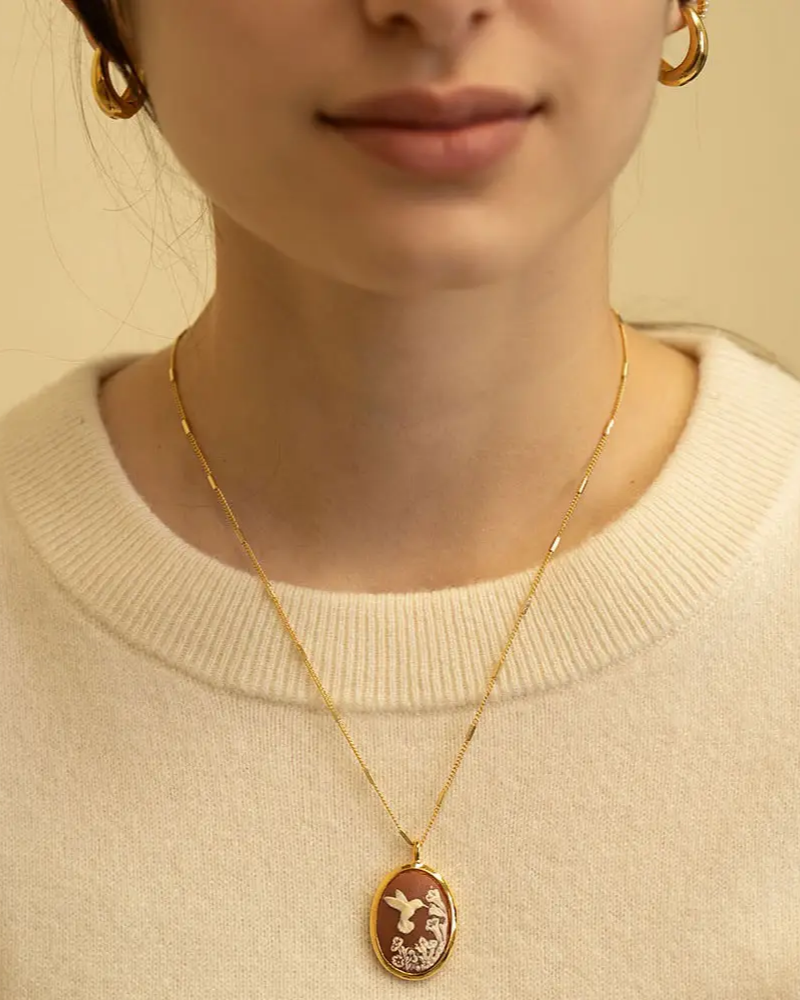 Amano Studio Hummingbird Vintage Cameo Necklace
