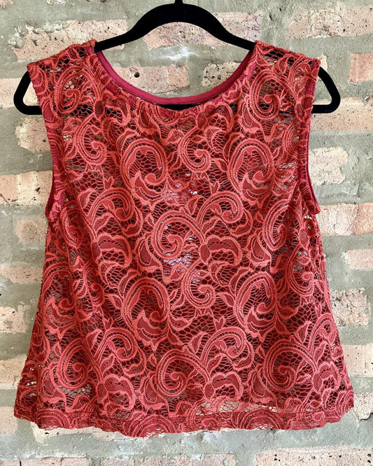 Squasht Flora Shell Top in Persimmon Lace