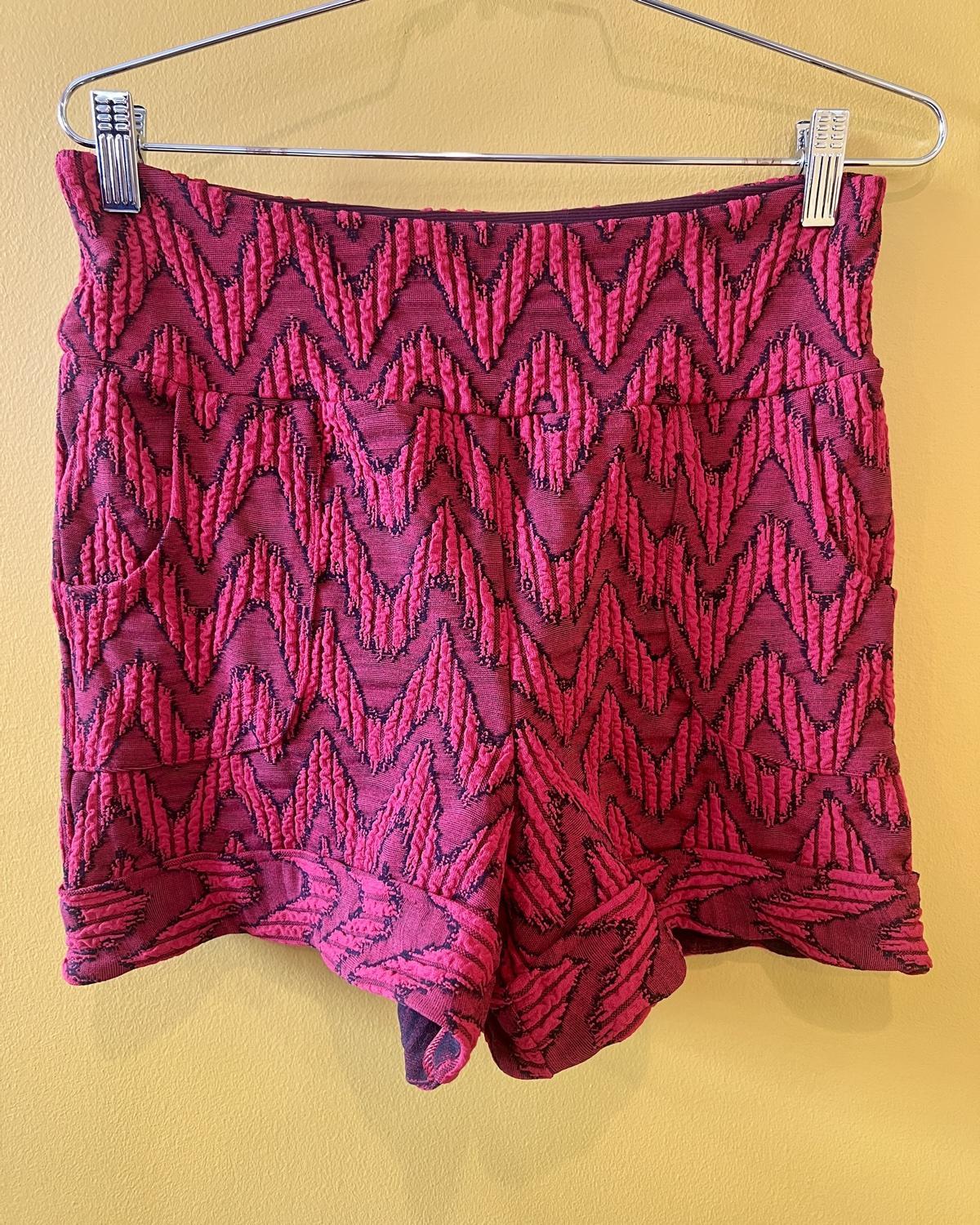 Squasht Short Shorts in Crimson Chevron Texture