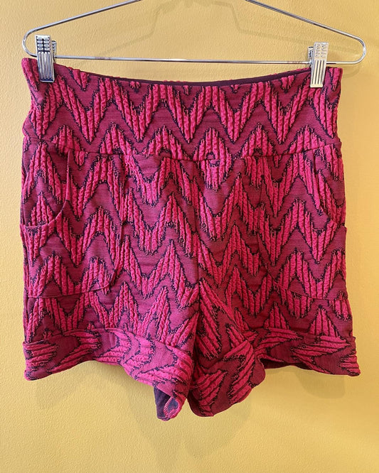 Squasht Short Shorts in Crimson Chevron Texture