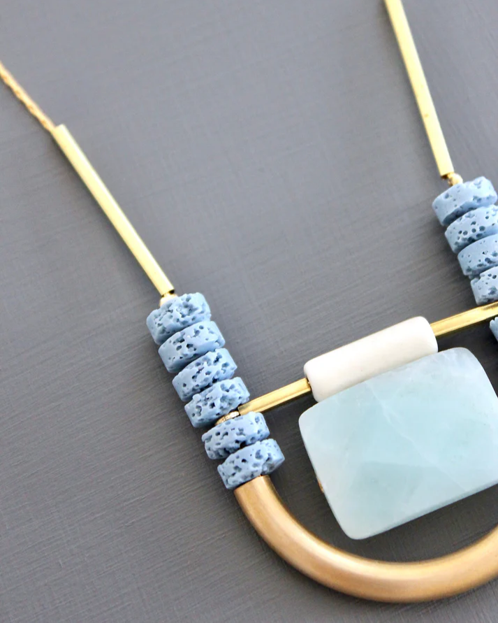 David Aubrey Amazonite and Lava Bead Necklace