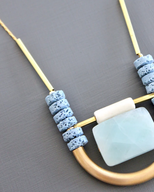 David Aubrey Amazonite and Lava Bead Necklace