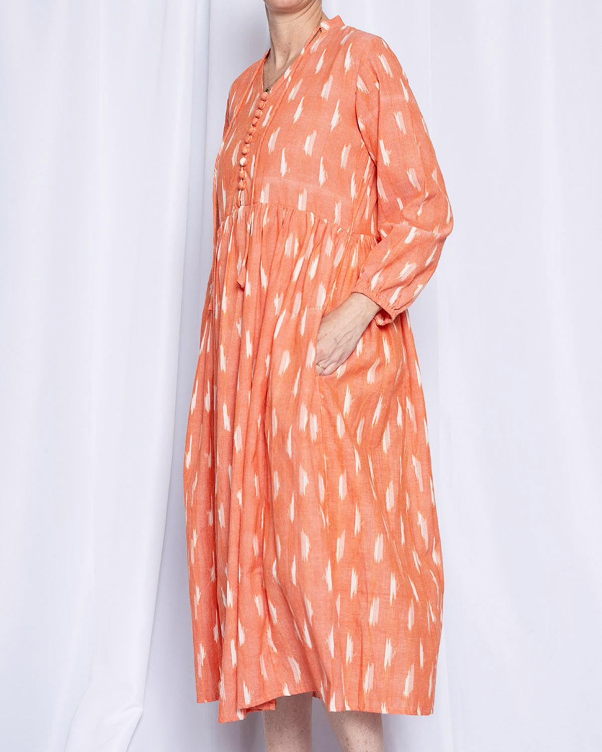 Txtile Arabella Resort Dress in Coral Ikat