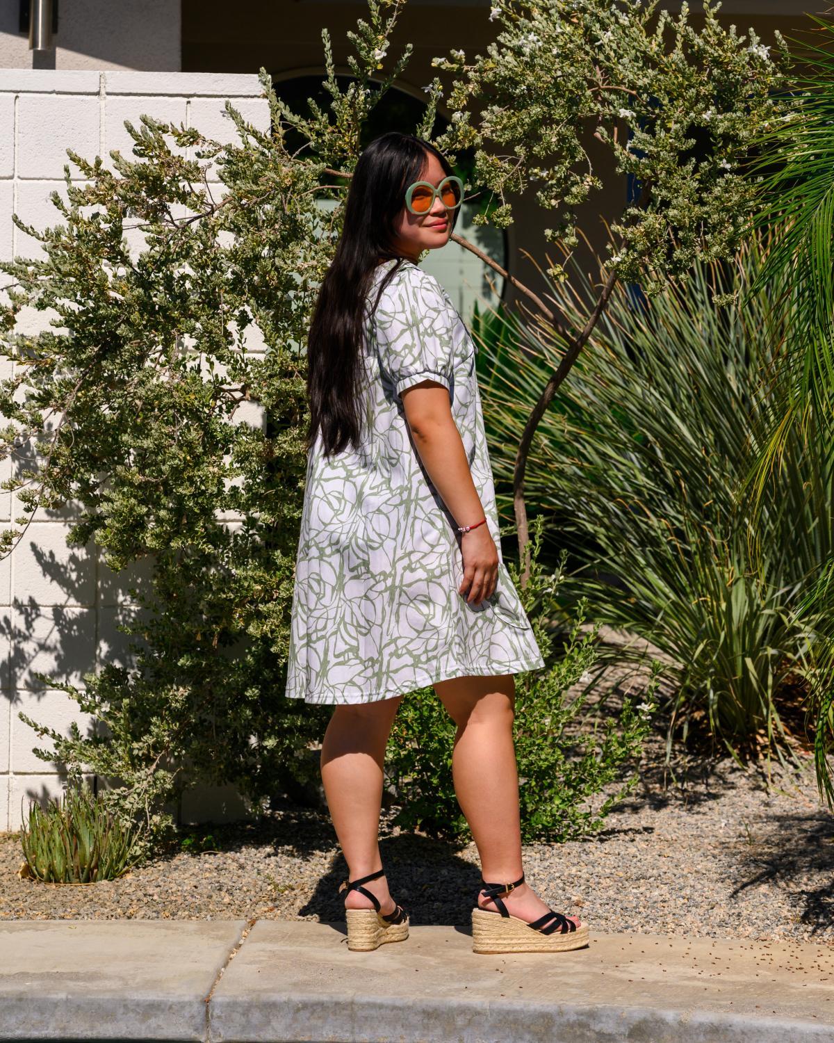 Squasht Charlotte Dress in Sage Vines
