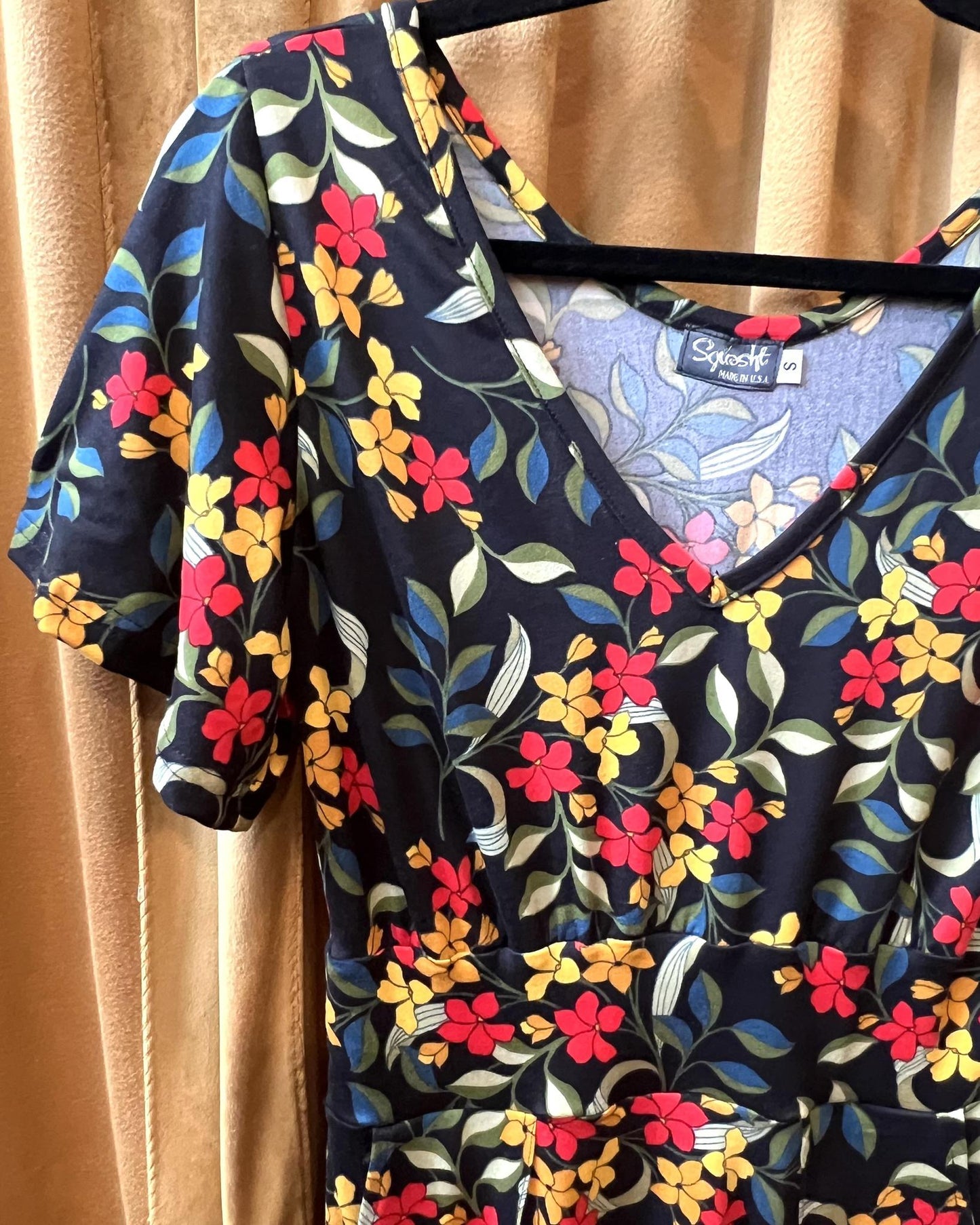 Squasht Alina Dress in Black with Colorful Floral Print