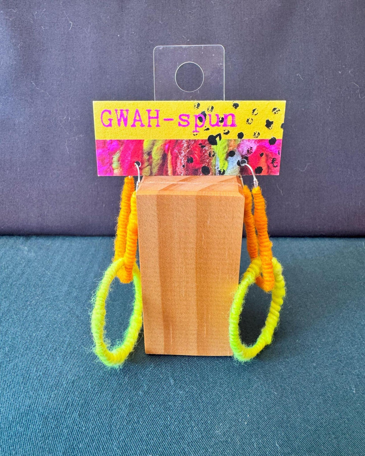 GWAH-spun Hoop Earrings - Double Orange and Yellow