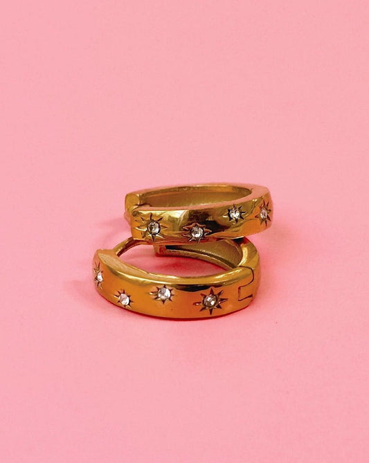 Golden Hour Gold Sparkle Huggie Hoop Earrings