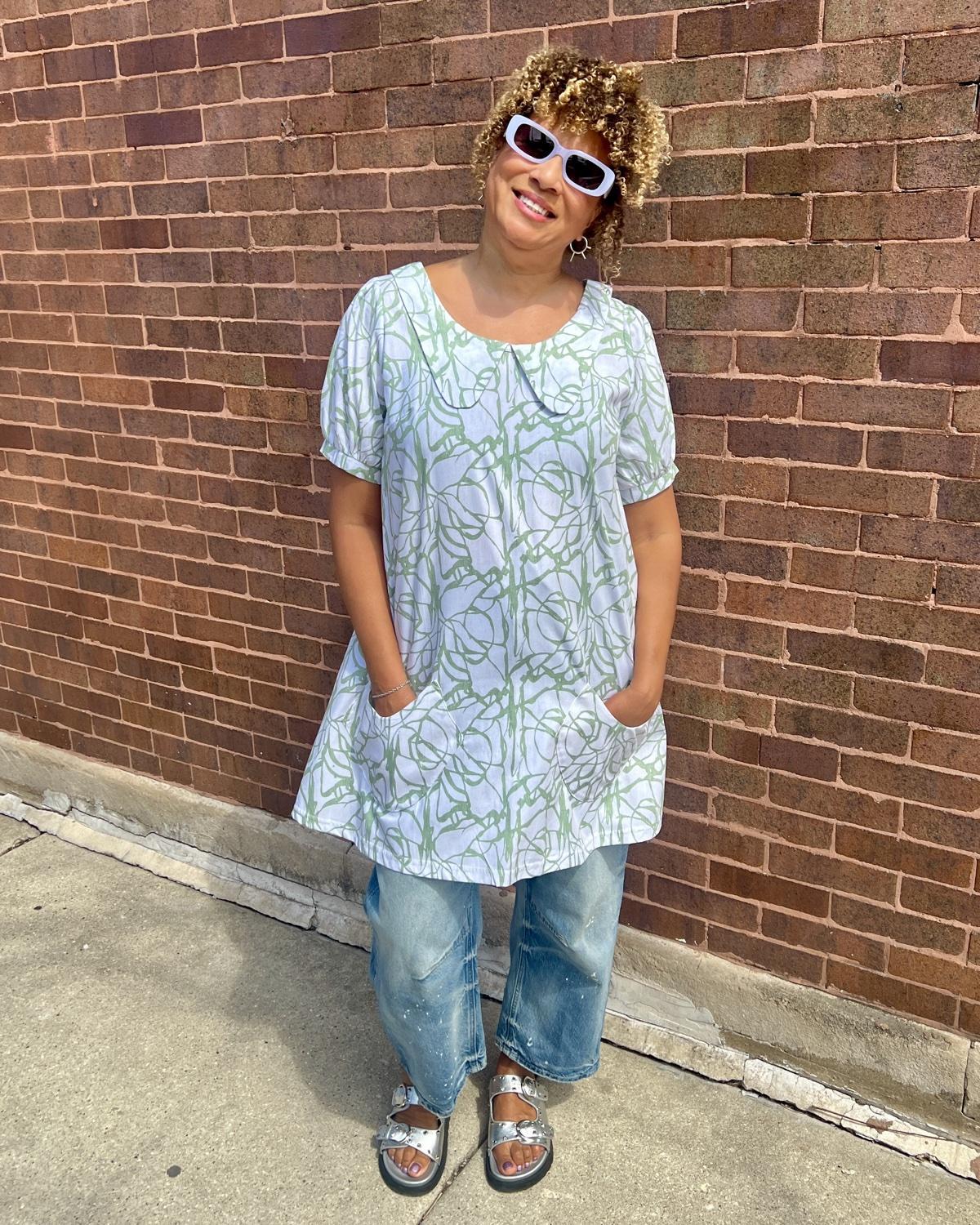 Squasht Charlotte Dress in Sage Vines