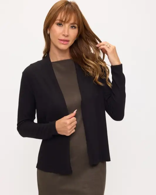 Renee C. Brushed Knit Cardigan in Black