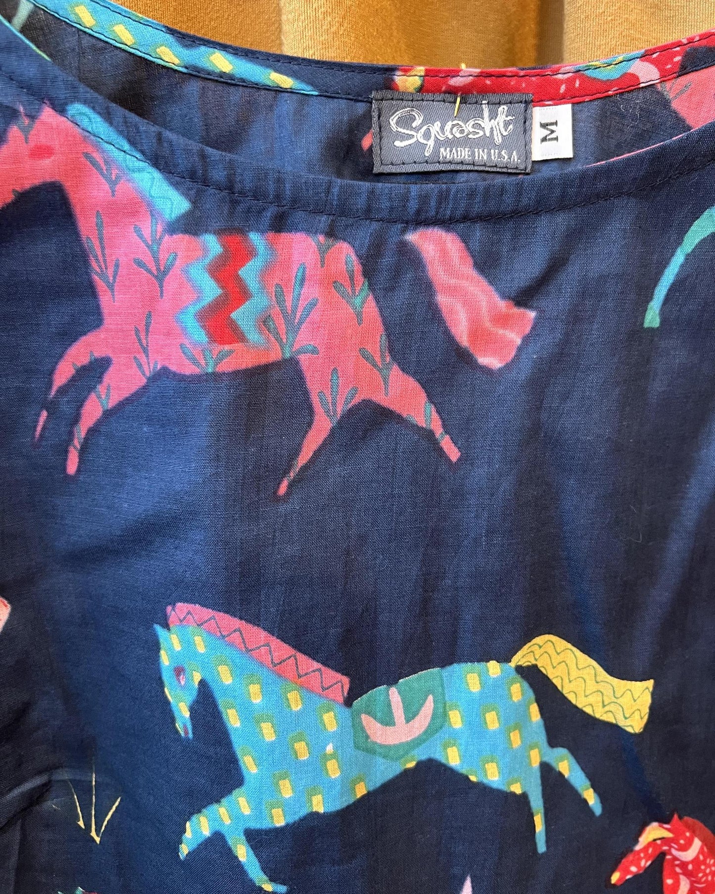 Squasht Puff Sleeve Top in Horses Print