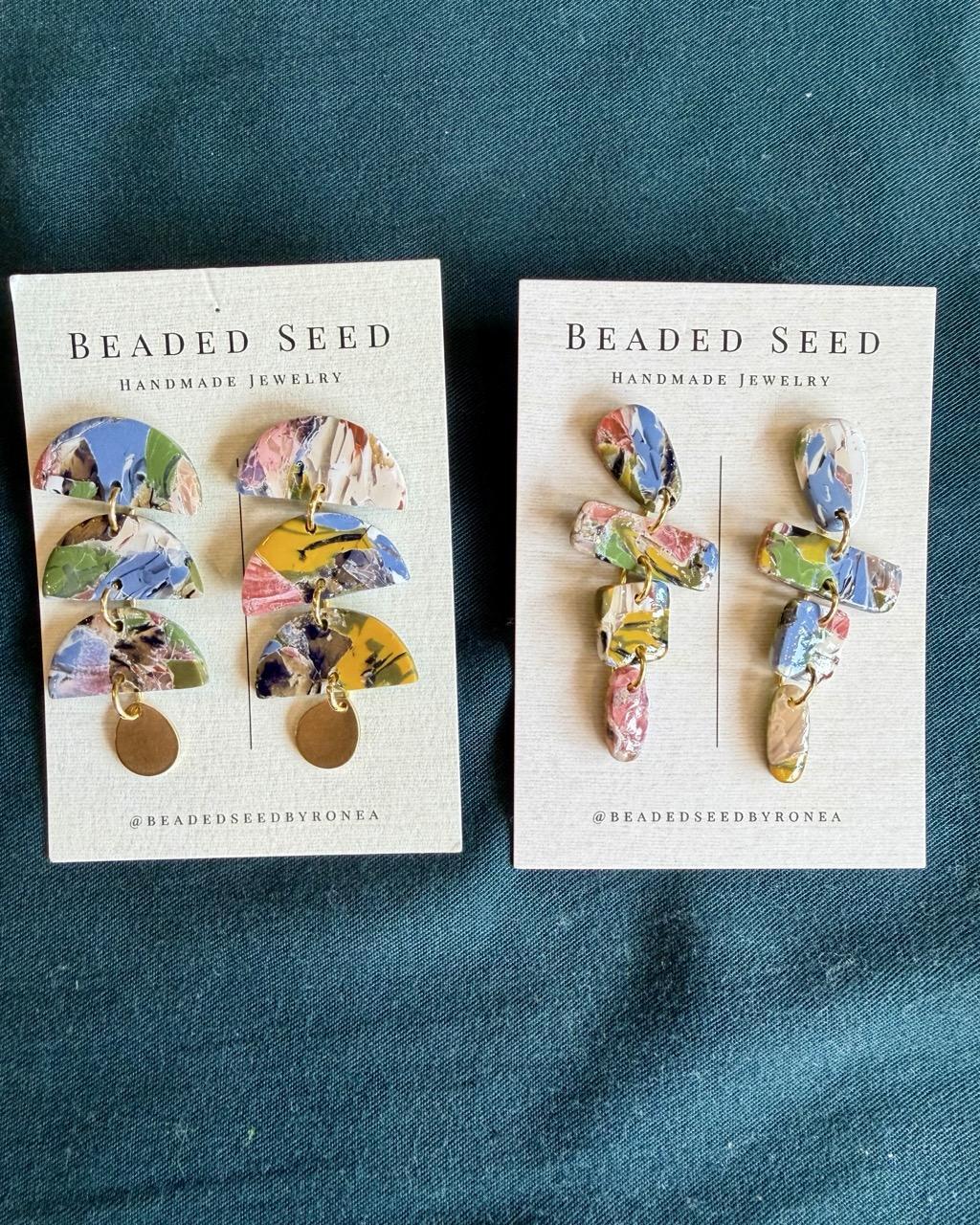 Beaded Seed by Ronea Olivia Earrings in Multi-Colored Pastels