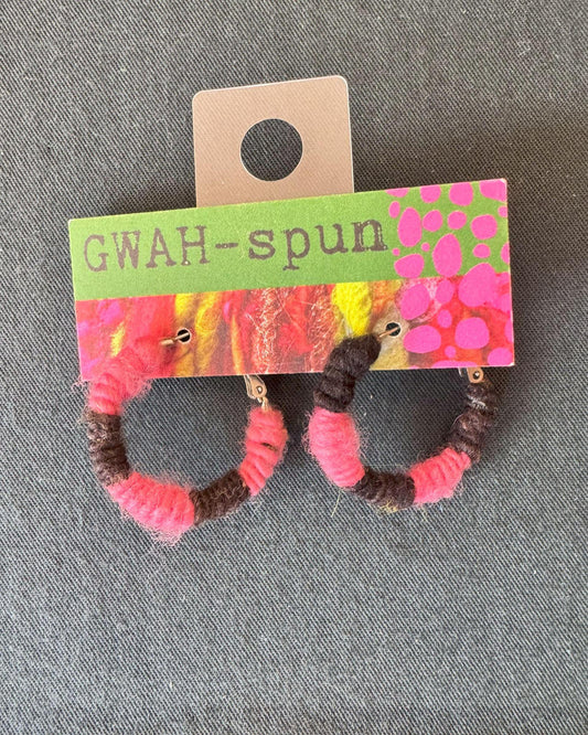 GWAH-spun Hoop Earrings - Small Pink & Black