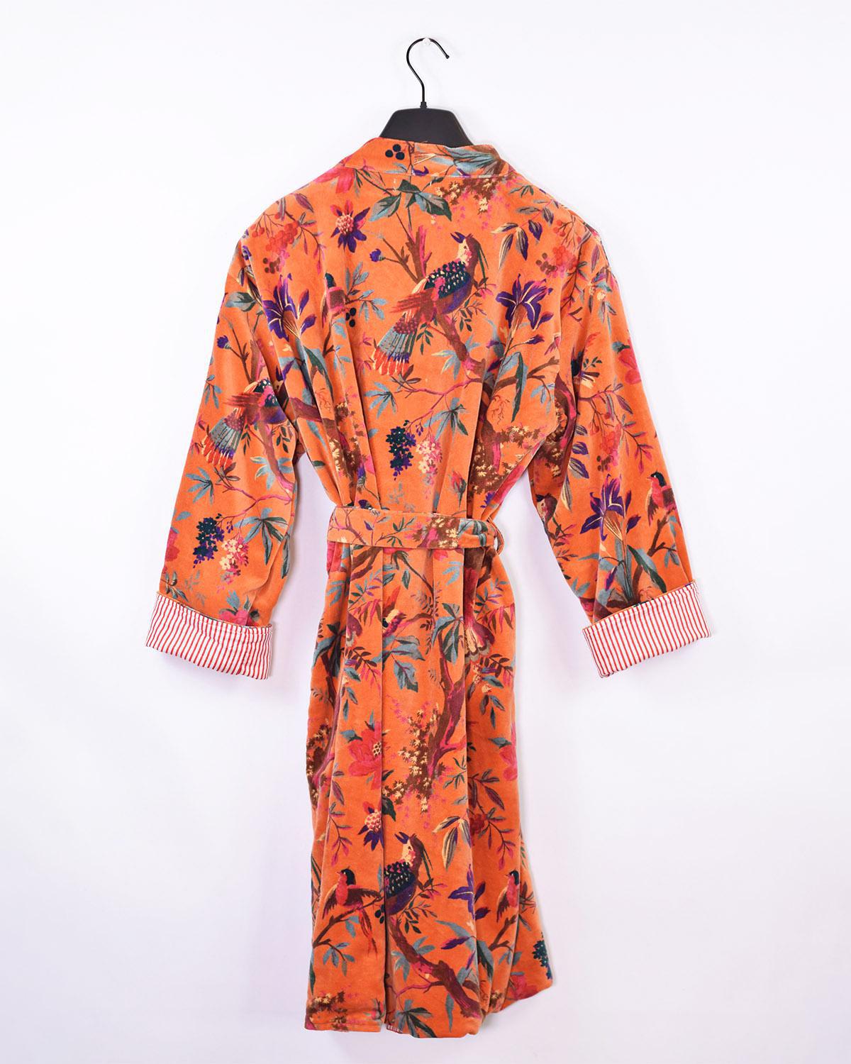Txtile Velvet Robe in Coral Paradise