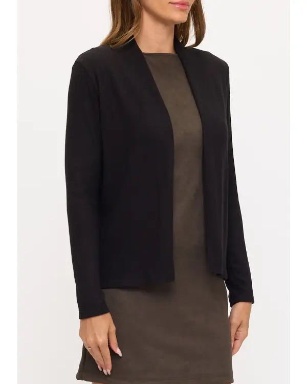 Renee C. Brushed Knit Cardigan in Black